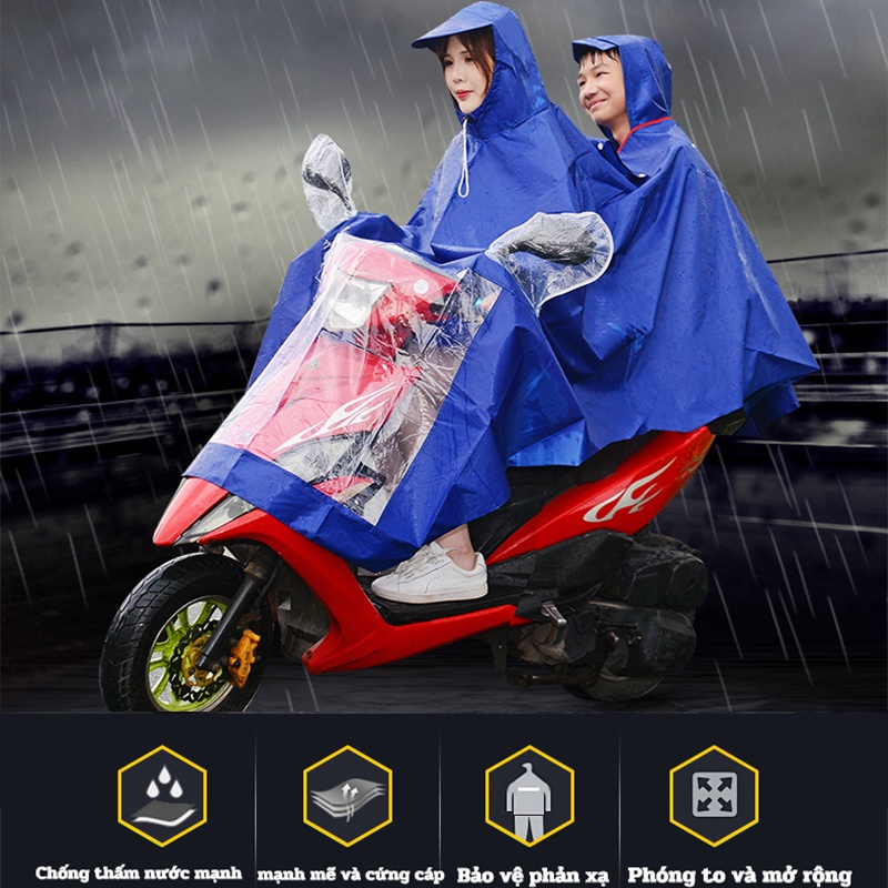 Áo Mưa đôi, Cực Dày Áo Mưa Xe Máy Nam Nữ áo Mưa Người Lớn Oxford Vải áo Mưa Cực Lớn