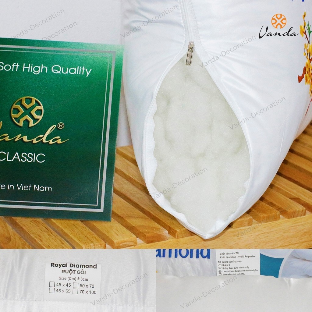 Ruột gối đầu cotton lụa thêu cao cấp Royal Diamond
