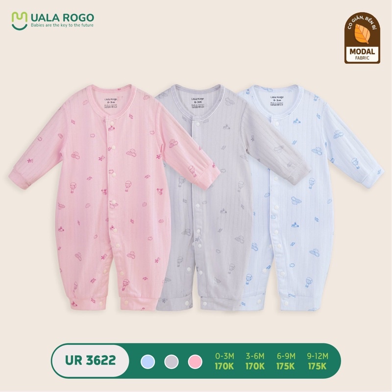 UALAROGO - Body dài không tất ualarogo vải petit/modal cho bé trai/bé gái