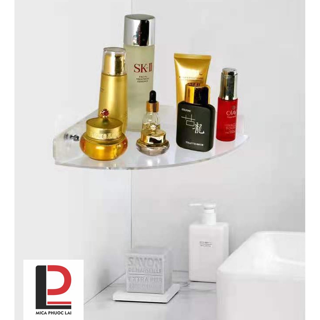 Kệ mica tam giác treo góc tường/ Giá đỡ acrylic cao cấp