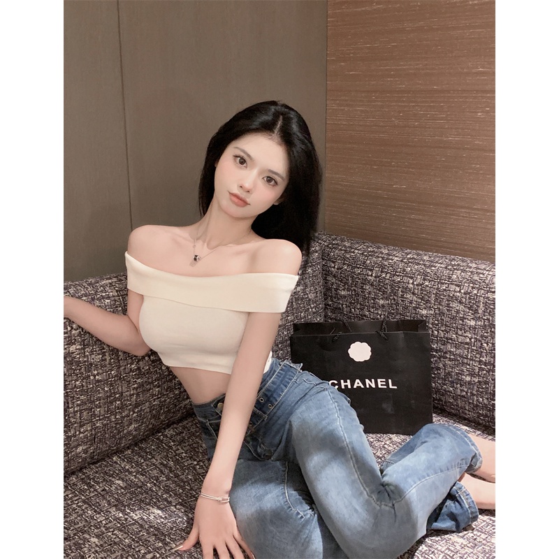 Cocory vn Áo Croptop Dệt Kim Dáng Ôm Thời Trang Quyến Rũ Cho Nữ