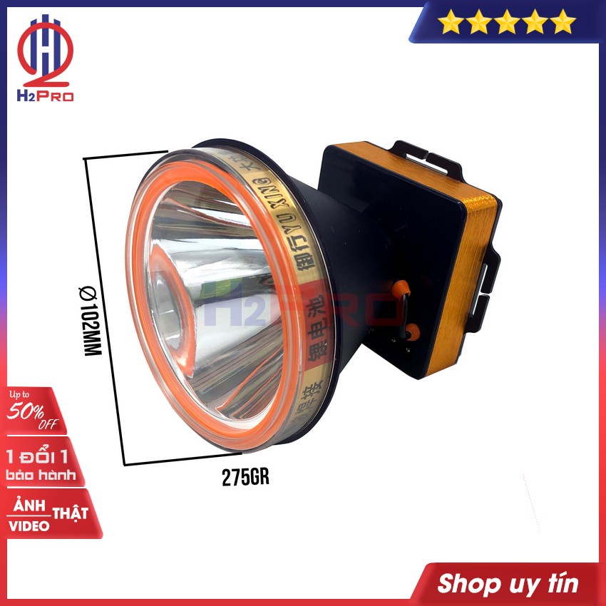 Đèn Pin Đội Đầu Siêu Sáng Led A366-800W-Chiếu Xa 500m-Pin Khủng-Dùng 8-20h, Chống Nước, Sáng Trắng Hoặc Vàng-H2Pro Tech