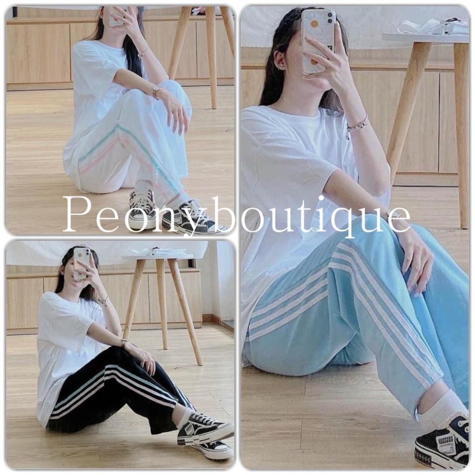 Quần Thể Thao RAINBOW Nữ [FREESHIP] 🌸 Culottes suông ống rộng kẻ 3 sọc cầu vồng màu ĐEN | TRẮNG | XANH Ulzzang HOT 🌸