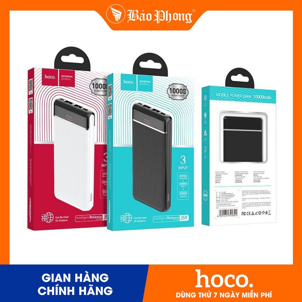 Pin Dự Phòng Hoco J59 10000mAh màn hình LED hiển thị phần trăm pin