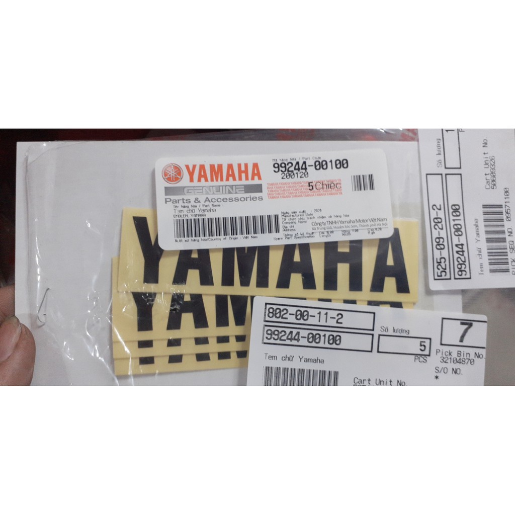 Tem chữ Yamaha 10cm x 2,4cm dán cánh bửng chính hãng