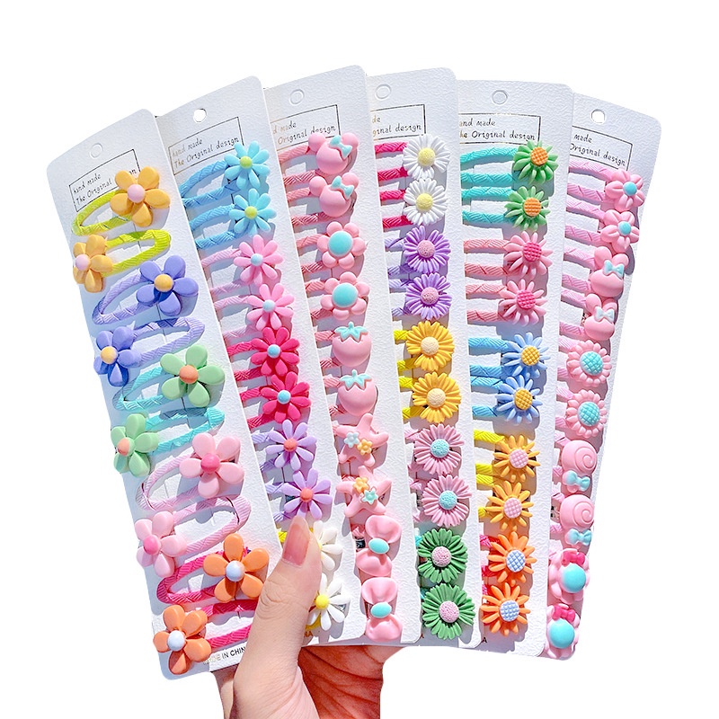 Set 10 Kẹp Tóc Nhỏ Họa Tiết Hoạt Hình Phong Cách Hàn Quốc Cho Bé Gái