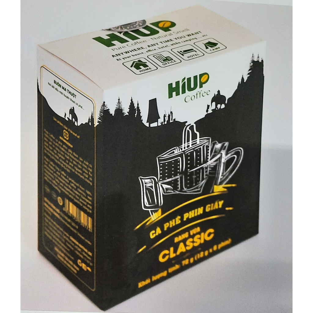 Cà Phê Phin Giấy Nguyên Chất (Hộp 6phin x 12g) - HIUP Coffee - Sản phẩm công nghiệp nông thôn tiêu biểu tỉnh ĐẮK LẮK