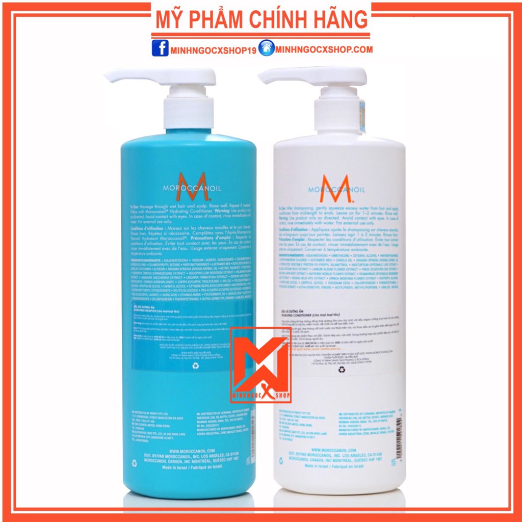 ✅[ MOROCCANOIL ] DẦU GỘI XẢ DƯỠNG ẨM MOROCCANOIL HYDRATION 1000ML CHÍNH HÃNG