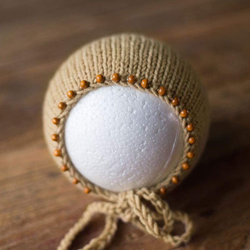 Mũ Len Đính Hạt Dùng Làm Đạo Cụ Chụp Ảnh Cho Bé Sơ Sinh