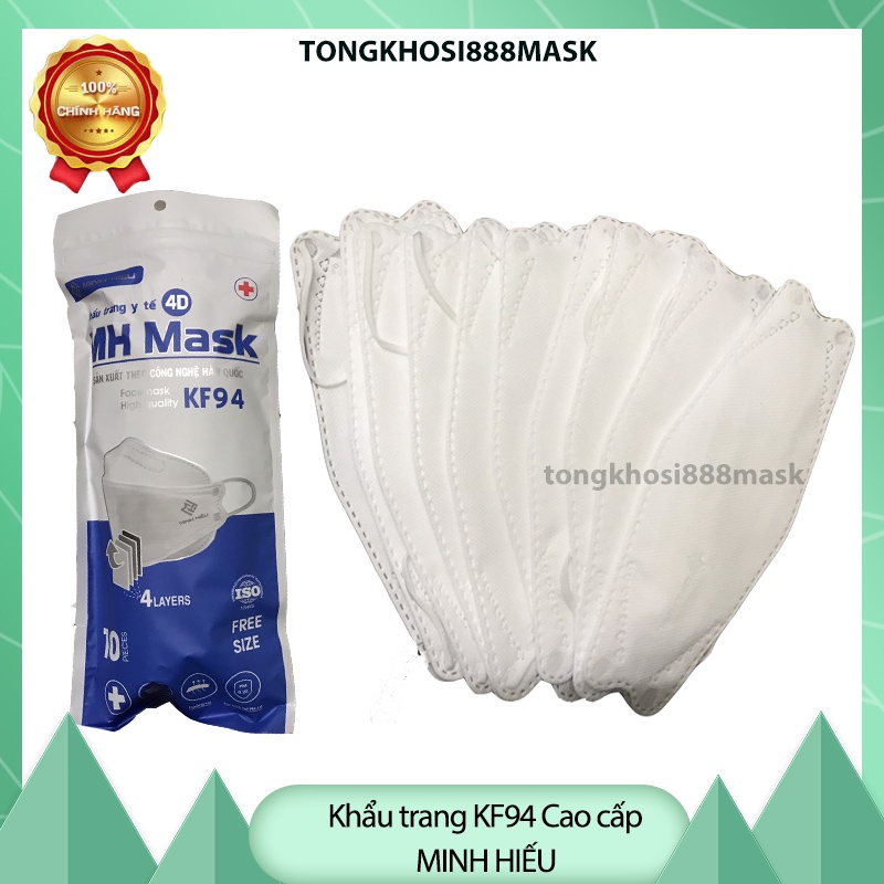 Set 10 chiếc khẩu trang kf94 3d kháng khuẩn gói 10 Chiếc 4 lớp tiêu chuẩn BYT chính hãng MH1