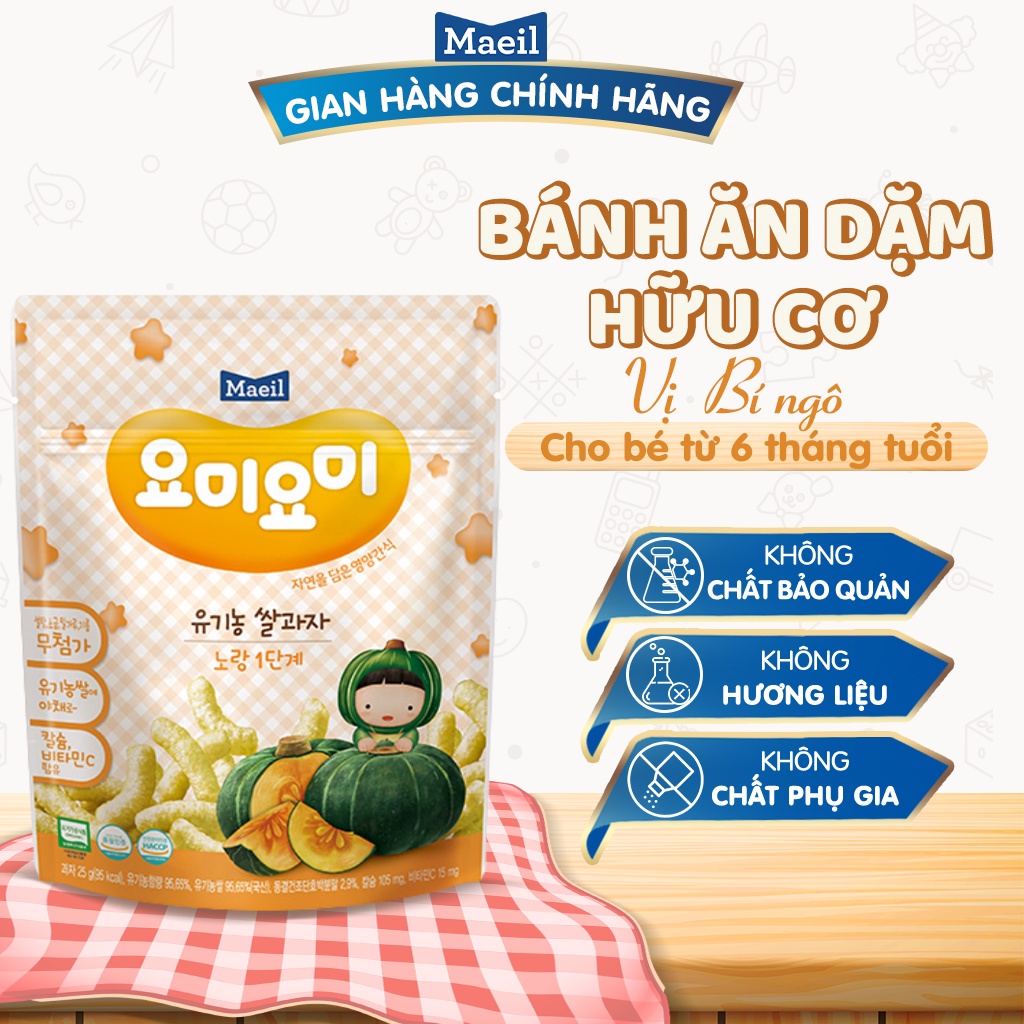 Bánh ăn dặm Maeil Hàn Quốc màu vàng vị bí ngô Stage 1 7M 25g