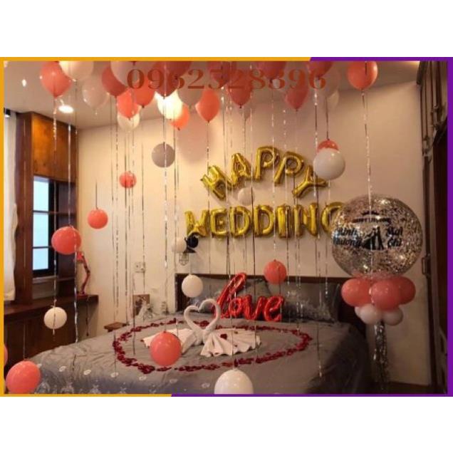 [ Khuyến + Mại ] Set Trang Trí Phòng Cưới Tong Đỏ Trắng [ Tặng bơm tay + keo + ruy băng }