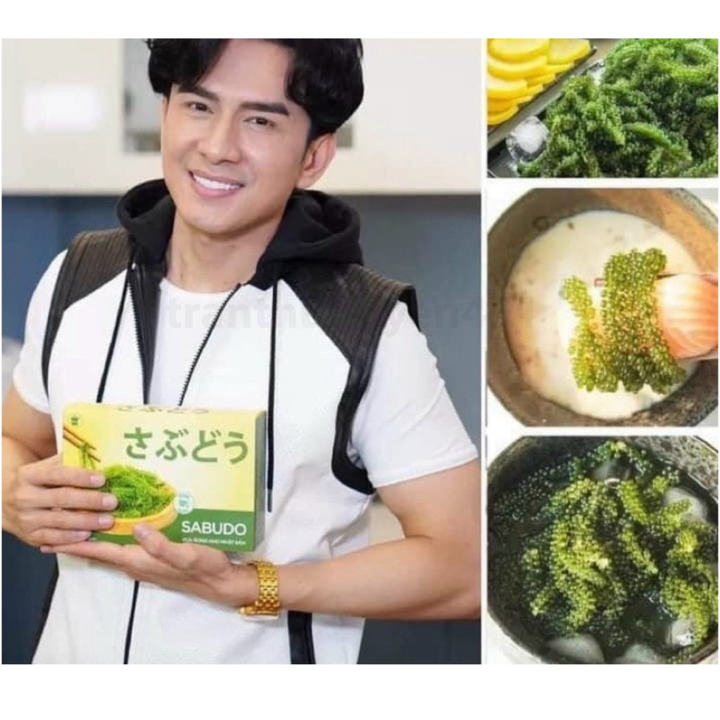 4 Gói Rong nho tách nước Sabudo tặng kèm 4 sốt mè 15ml