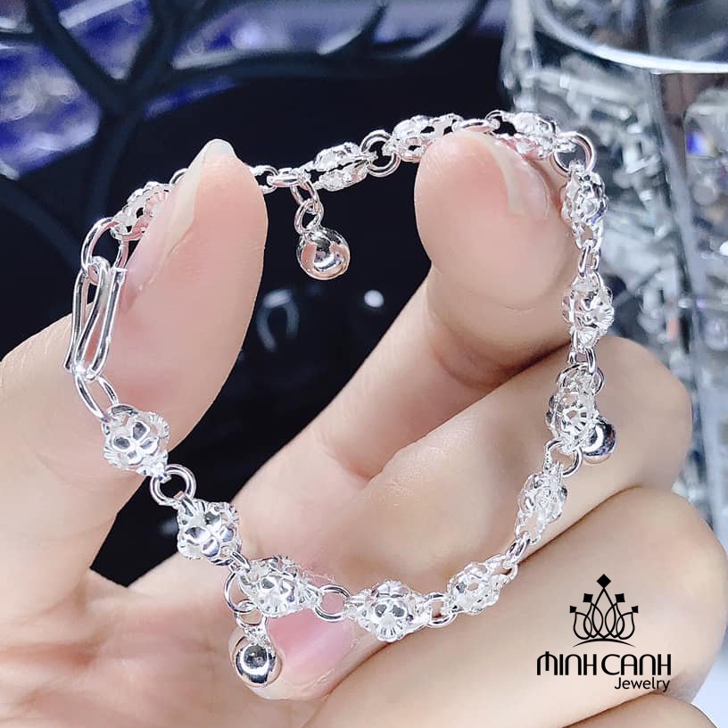 Lắc Bạc Cho Bé Hình Hoa Mix Bi - Minh Canh Jewelry