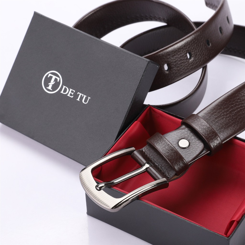 Thắt lưng nam đầu kim tròn DETU PL3018 họa tiết đầu ngẫu nhiên