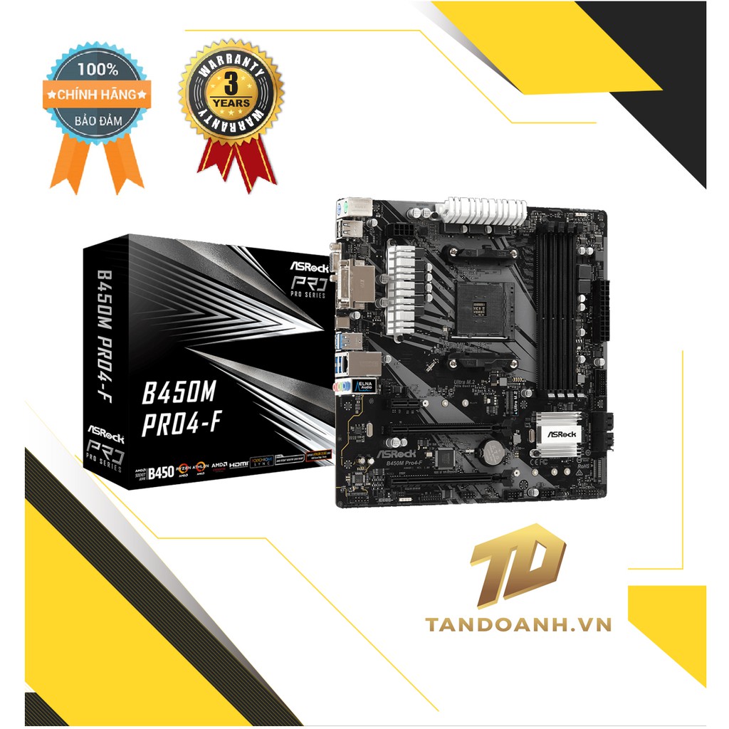 [Mã ELCL99 giảm 7% đơn 500K] Bo mạch chủ ASRock B450M - Pro4 - F Socket AM4 | BigBuy360 - bigbuy360.vn