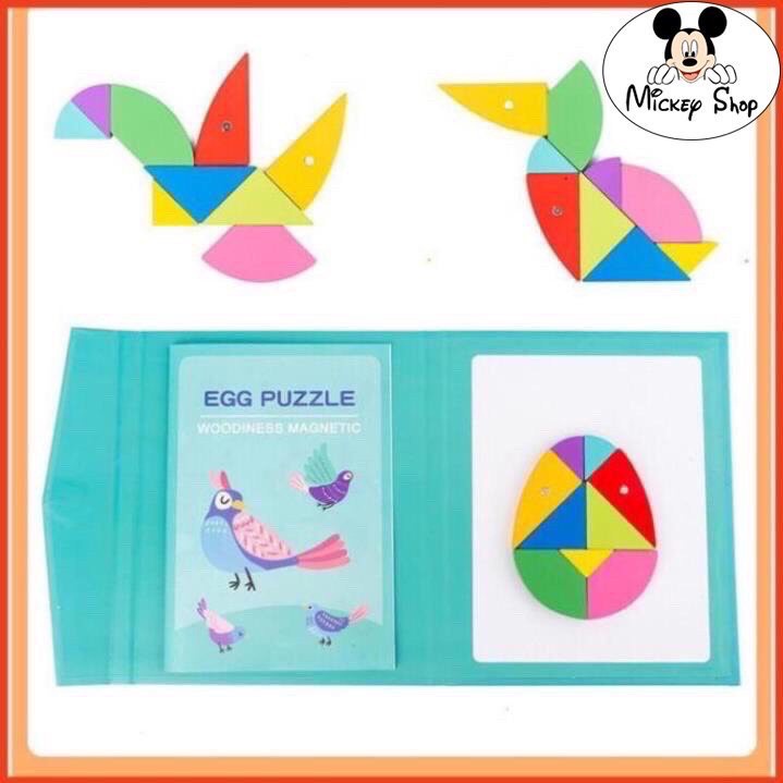 Xếp hình tư duy Tangram có kèm sách từ tính cho trẻ rèn luyện tư duy sáng tạo