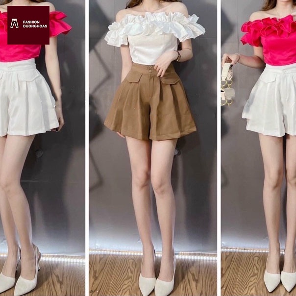 Quần Kaki Dáng Xòe Xếp Ly 2 Cúc Trước Xinh Xắn