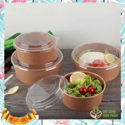 50 bát giấy kraft 1050ml nắp PET trong suốt Chất lượng Số 1 | BigBuy360 - bigbuy360.vn