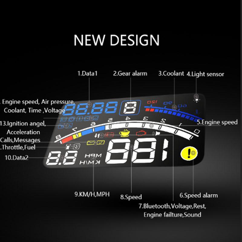 Ekleva Hud 5.5in Hud Head Up Display Đồng hồ tốc độ ô tô OBD2 Máy tính du lịch kỹ thuật số thông minh OBD 2 Máy quét