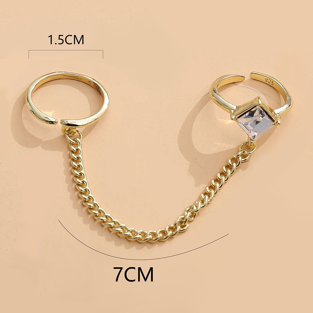Bộ 2 Nhẫn Có Thể Điều Chỉnh Phối Dây Xích Phong Cách Retro Sang Trọng