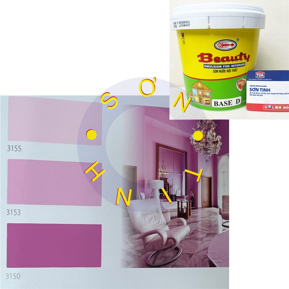 Sơn nước BEAUTY Nội thất Trong nhà màu hồng phấn , đậm, nhạt, cánh sen 1 Lít của URAI PAINTS