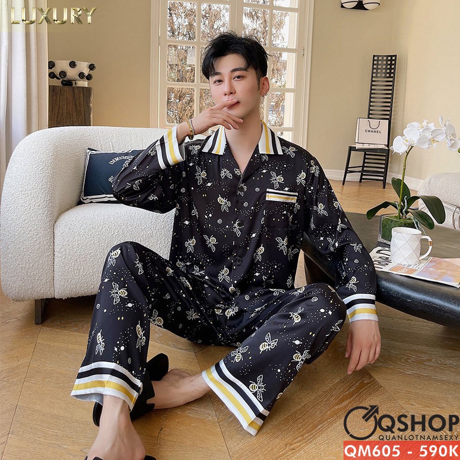 Bộ đồ pijama nam luxury lụa cao cấp mềm mịn trơn láng QSHOP QM604 - QM605 - QM606 - QM607 - QM608