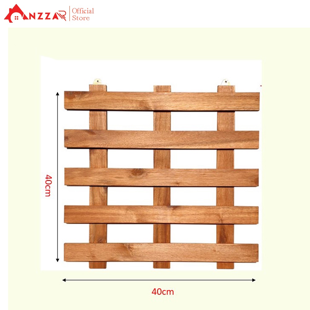 Kệ gỗ treo tường Anzzar ghép nhiều thanh làm giá treo chậu hoa, cây cảnh trang trí ban công KBC-08