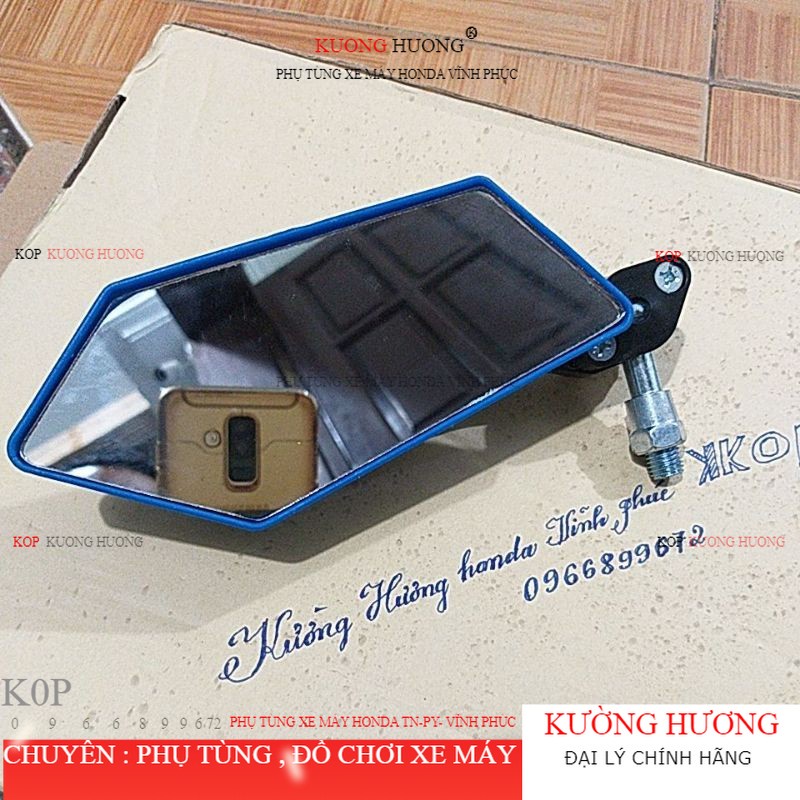 Gương chiếu hậu xe xe máy Loại gương chéo 5 cạnh nhiều Mầu ( chân 10 ly , hàng cao cấp dầy chắc chắn) (-10%)