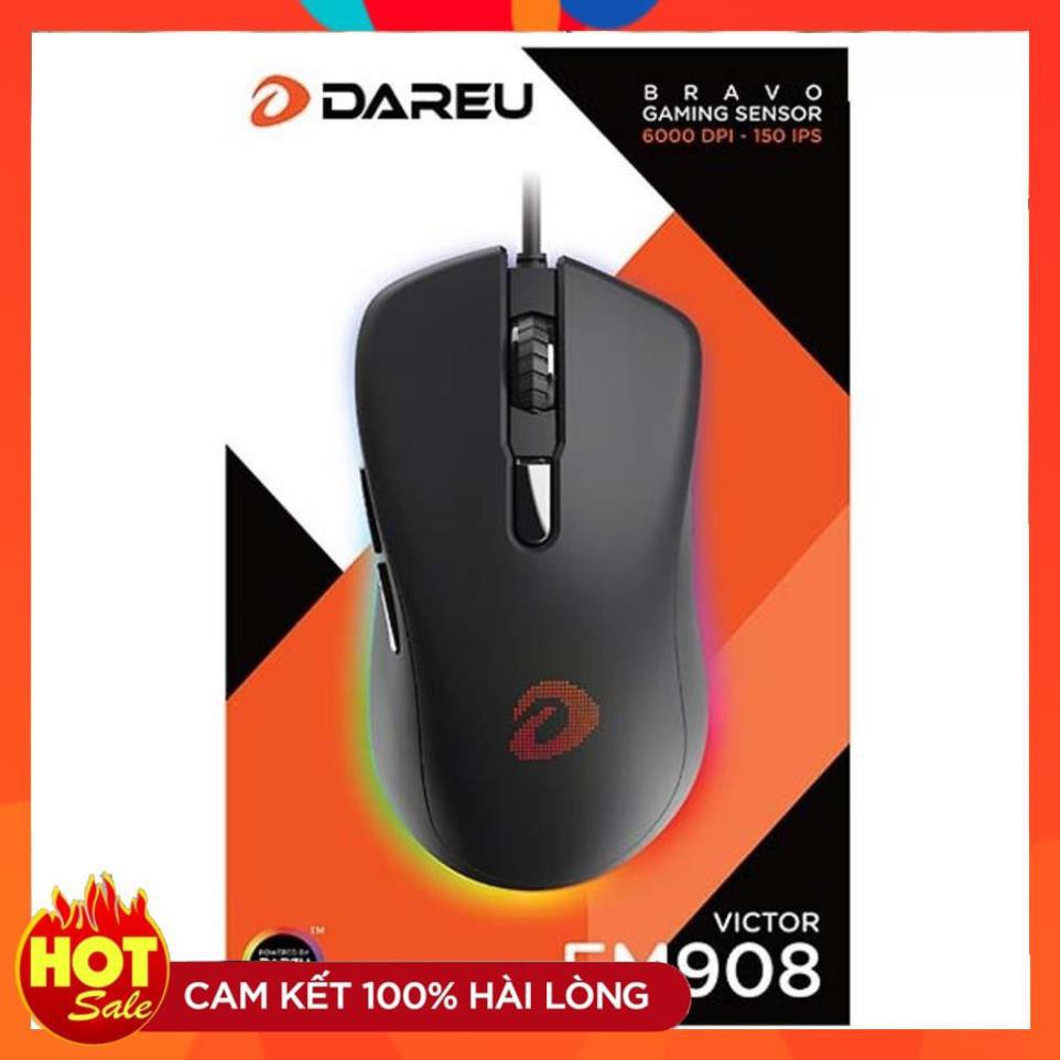 [Chính Hãng] Chuột Gaming DAREU EM908 Black/Pink (LED RGB, BRAVO sensor) - Hãng phân phối chính thức