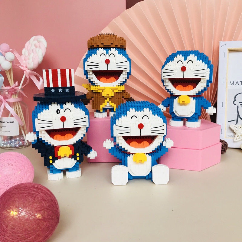 LEGO Doraemon cao Khó Adult Micro-hạt Xây Dựng Tương thích với LEGO DIY Holographic Puzzle quà tặng