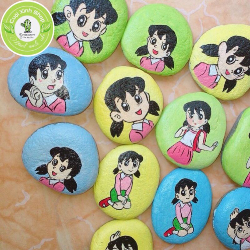Tranh Đá cuội  mini nhân vật Xuka trong Doraemon món quà đẹp