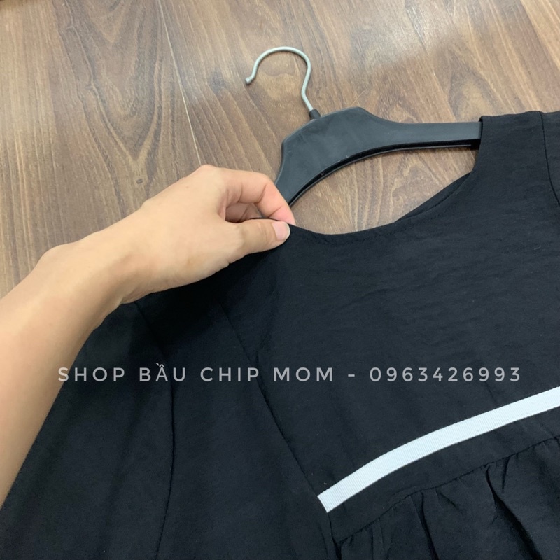 Bộ Bầu babydoll viền đẹp trẻ trung, chất Hàn cao cấp mặc cực mềm nhẹ mát - B39