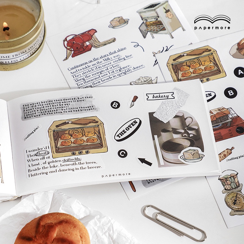 Set 2 tấm sticker Daily Record trang trí journal phong cách vintage aesthetic