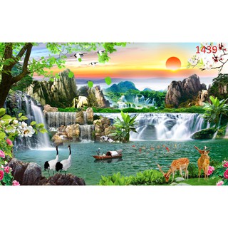 Tranh dán tường 3d sơn thuỷ hữu tình