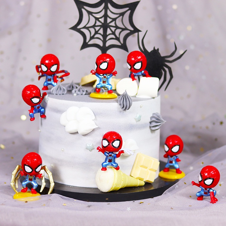Set 8 Mô Hình Người Nhện Trang Trí Bánh Kem