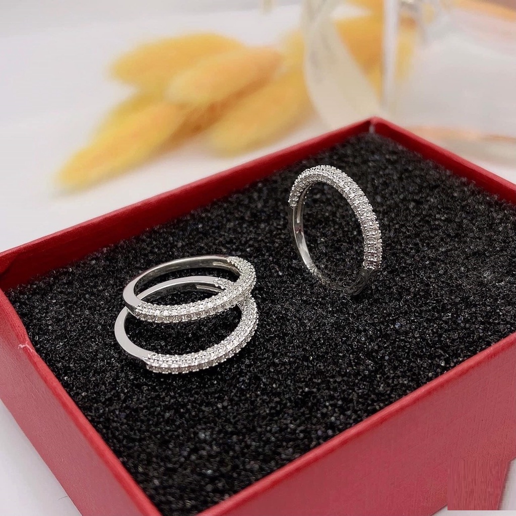 Nhẫn bạc nữ 2 hàng đá Evasilver tinh tế nhẹ nhàng nữ tính