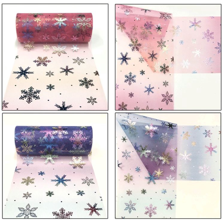 Ruy băng voan mềm bản rộng 15cm làm phụ kiện handmade hình bông tuyết màu ombre cực xinh