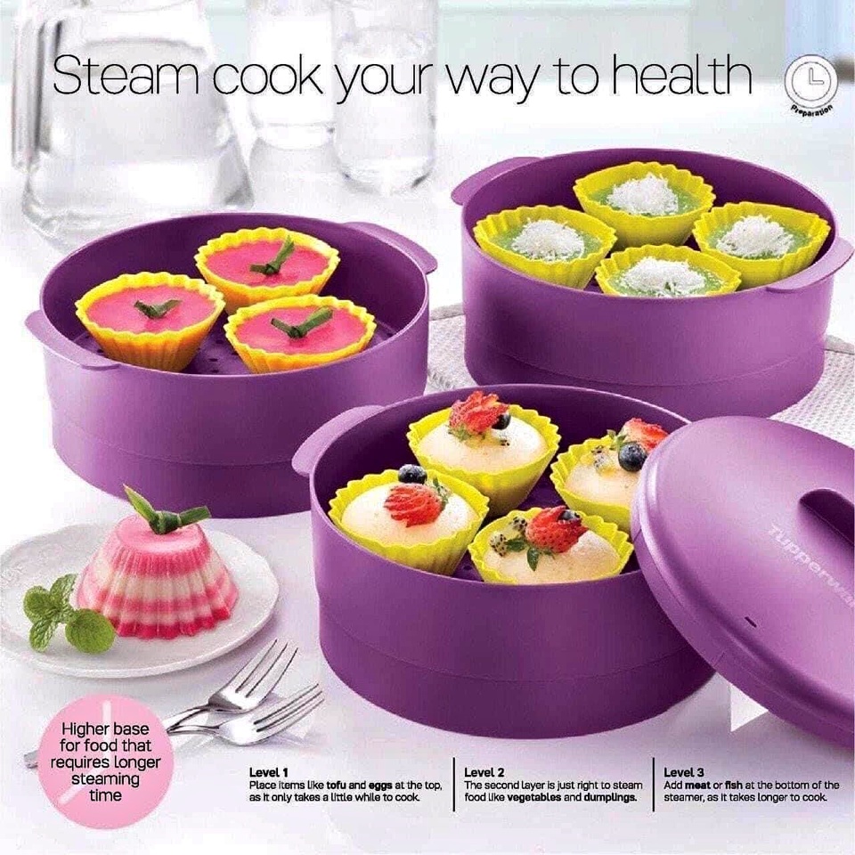 Xửng hấp STEAM IT màu tím hàng TUPPERWARE chính hãng 100%