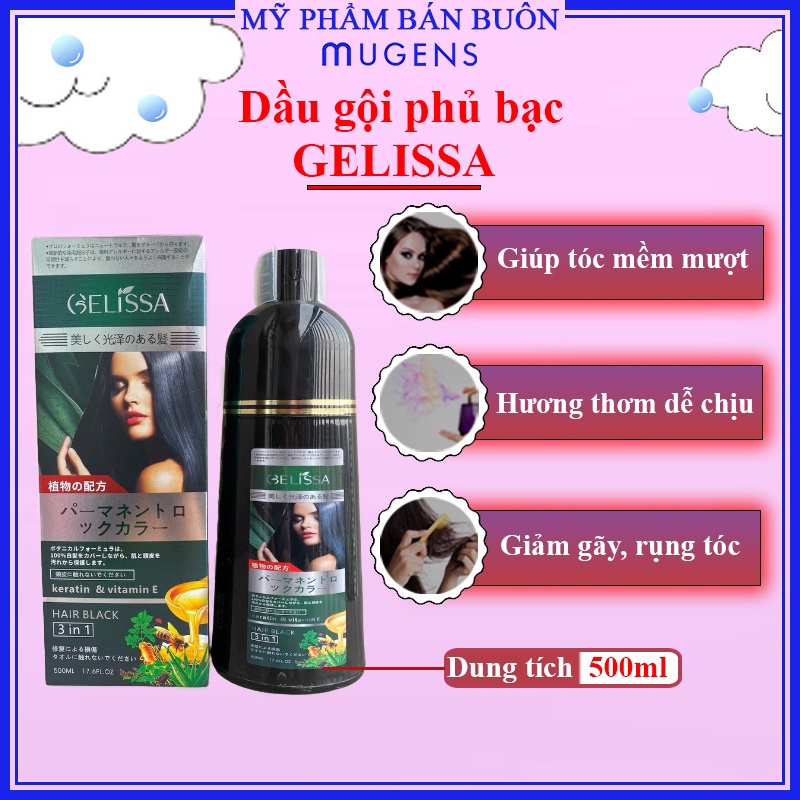 Dầu gội phủ bạc tóc ĐEN/NÂU GELISSA 500ml nhật bản CT75