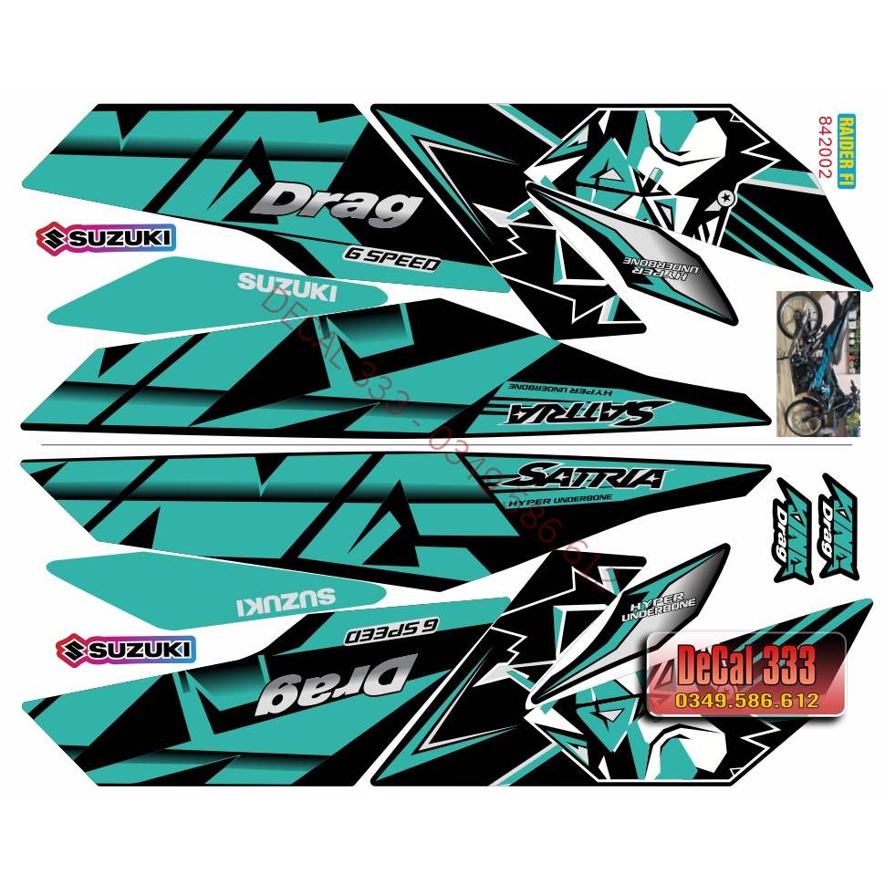 Tem Satria raider Fi mẫu KING DRAG 842002 - TEM CHẾ 3 LỚP