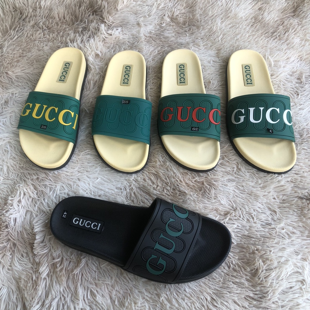 (Có Video + Ảnh Thật) Dép Gucci Họa Tiết GC Đế Cao Su Chống Nước - Dép Quai Ngang Nam Nữ Thời Trang Cao Cấp Hottrend