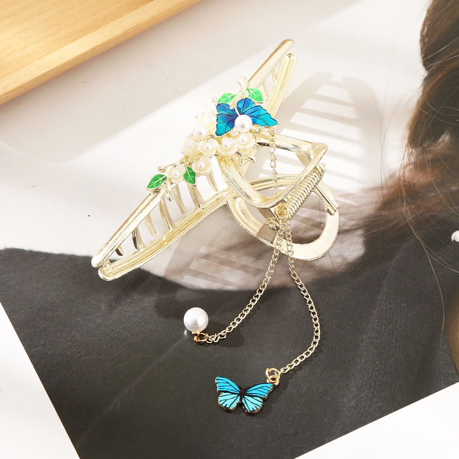 Kẹp Tóc Hình Hoa &amp; Bướm Bằng Hợp Kim Đính Ngọc Trai Kiểu Hàn Quốc