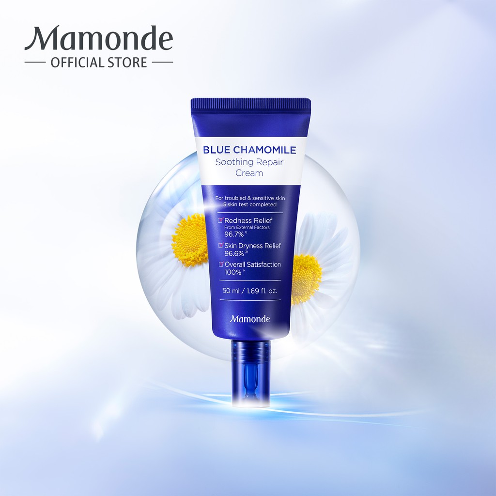 Kem Dưỡng Phục Hồi Và Làm Dịu Cho Da Nhạy Cảm Mamonde Blue Chamomile Soothing Repair Cream 50ml