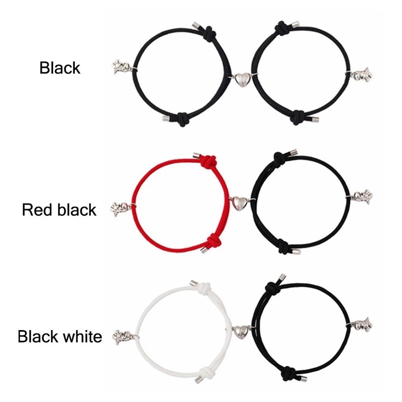 Set 2 Vòng Tay Dây Bện Phối Mặt Hình Khủng Long 3D Dễ Thương Hít Nam Châm Có Thể Điều Chỉnh Làm Quà Tặng Sinh Nhật Cho Cặp Đôi
