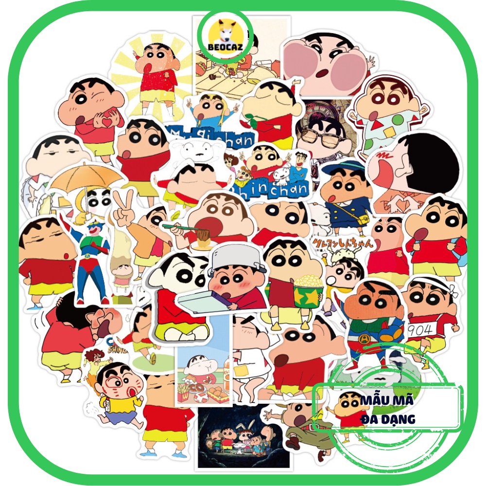 Sticker Shin Chan cậu bé bút chì Shin Crayon dễ thương chất lượng cao dán trang trí laptop mũ Tiệm đồ chơi Beocaz