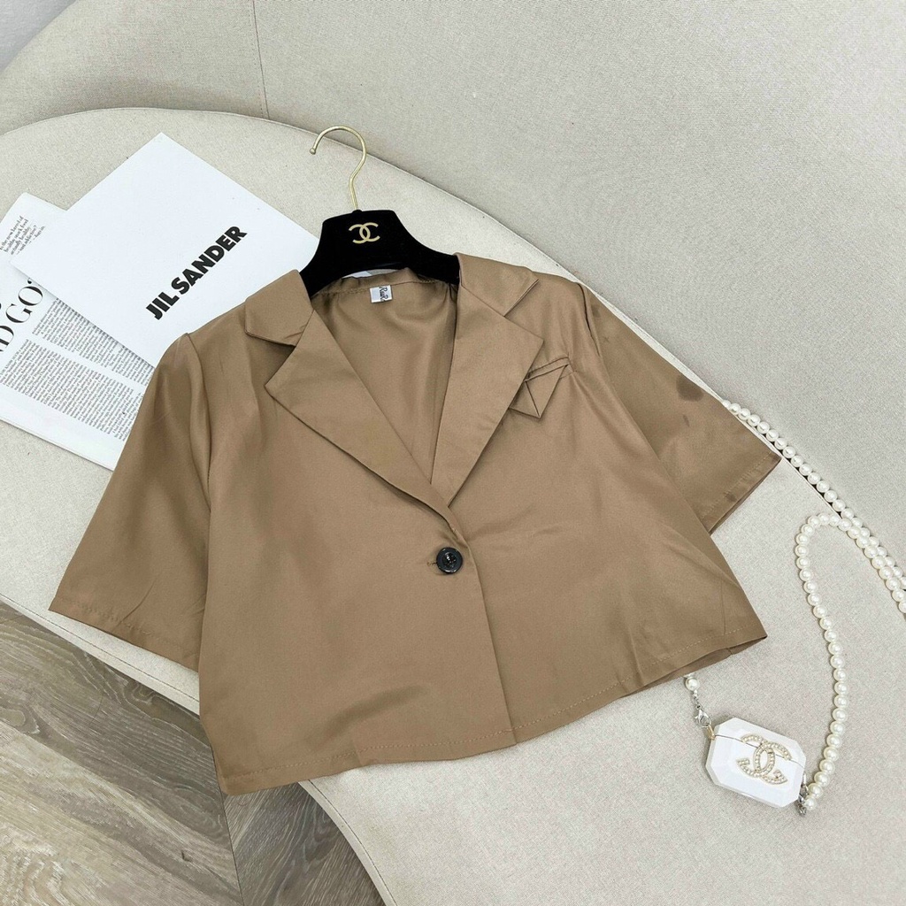Áo sơ mi cổ véc croptop hàng Quảng châu loại 1 cúc