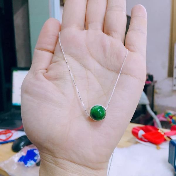 Dây chuyền nữ phong thuỷ bạc 925 mặt đá xanh trẻ trung/ Trang sức bạc JQN