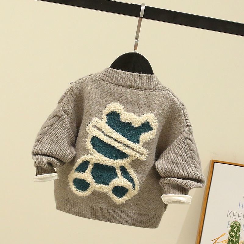 Áo Khoác Cardigan Dệt Kim Thiết Kế Mới Thời Trang Mùa Thu Đông Theo Phong Cách Hàn Quốc Cho Bé Trai