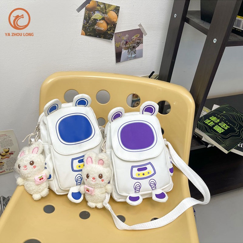 YA ZHOU LONG  Túi Đeo Chéo Canvas Hình Robot Dễ Thương